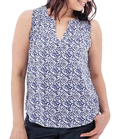 Aventura Portofino Printed Split Neckline Sleeveless Tank