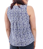 Aventura Portofino Printed Split Neckline Sleeveless Tank