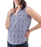 Aventura Portofino Printed Split Neckline Sleeveless Tank