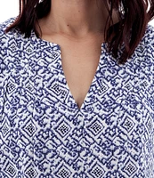 Aventura Portofino Printed Split Neckline Sleeveless Tank