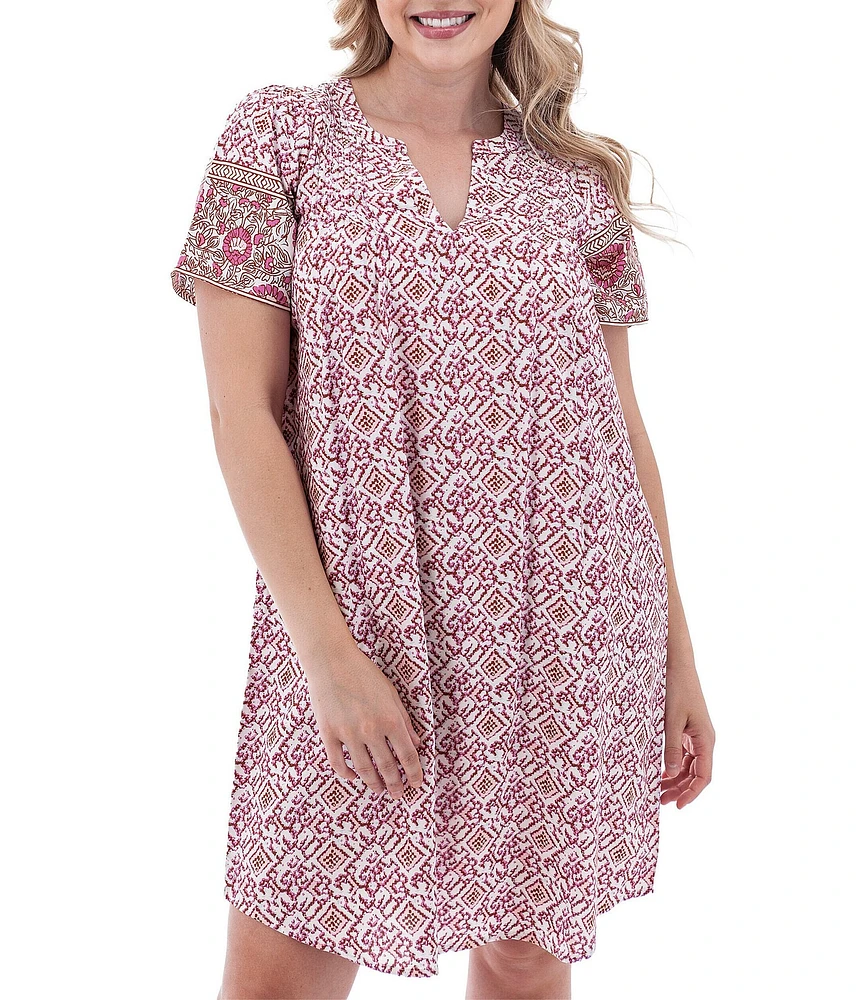 Aventura Portofino Woven Split V-Neck Swing Dress
