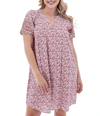 Aventura Portofino Woven Split V-Neck Swing Dress