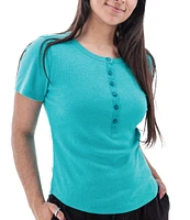 Aventura Sandia Tri-Blend Ribbed Knit Crew Neck Henley Tee