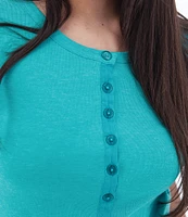 Aventura Sandia Tri-Blend Ribbed Knit Crew Neck Henley Tee