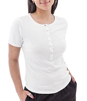 Aventura Sandia Tri-Blend Ribbed Knit Crew Neck Henley Tee