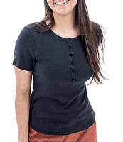 Aventura Sandia Tri-Blend Ribbed Knit Crew Neck Henley Tee