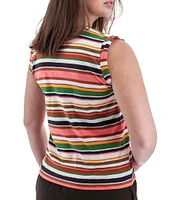 Aventura Summerville Stripe Organic Cotton Knit Crew Neck Rolled Sleeves Tank Top