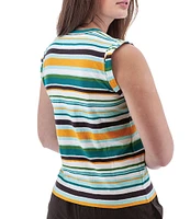 Aventura Summerville Stripe Organic Cotton Knit Crew Neck Rolled Sleeves Tank Top