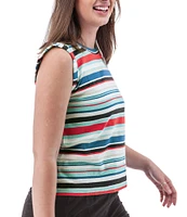 Aventura Summerville Stripe Organic Cotton Knit Crew Neck Rolled Sleeves Tank Top
