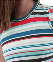 Aventura Summerville Stripe Organic Cotton Knit Crew Neck Rolled Sleeves Tank Top