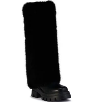 Azalea Wang Ahsoka Faux Fur Foldover Lugged Tall Boots