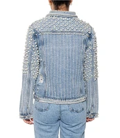 Azalea Wang Alara Collared Cropped Denim Jacket