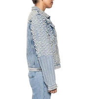 Azalea Wang Alara Collared Cropped Denim Jacket