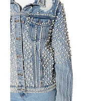 Azalea Wang Alara Collared Cropped Denim Jacket