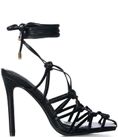 Azalea Wang Amenra Strappy Ankle Wrap Gladiator Dress Sandals