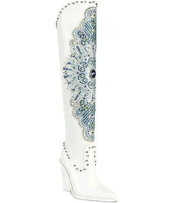 Azalea Wang Axelbeat Rhinestone Western Over-the-Knee Boots