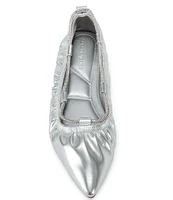 Azalea Wang Benicio Metallic Crystal Ankle Wrap Ballet Flats