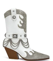 Azalea Wang Bramwell Crystal Rhinestone Draped Chain Western Mid Boots