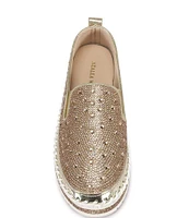 Azalea Wang Brittany Rhinestone Platform Slip-On Sneakers