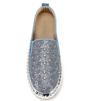 Azalea Wang Brittany Rhinestone Platform Slip-On Sneakers