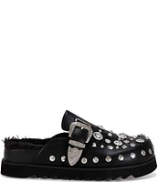 Azalea Wang Chatter Studded Faux Fur Lined Clogs