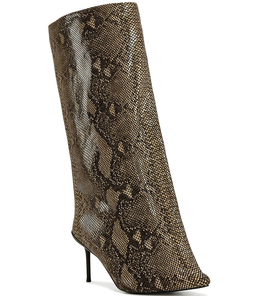 Azalea Wang CoutureCrazy Snake Print Sculptural Boots