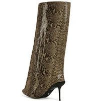 Azalea Wang CoutureCrazy Snake Print Sculptural Boots