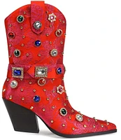 Azalea Wang Diligent Floral Brocade Rhinestone Western Mid Boots