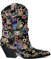 Azalea Wang Diligent Floral Brocade Rhinestone Western Mid Boots