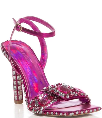 Azalea Wang Discoball Rhinestone Metallic Rhinestone Dress Sandals