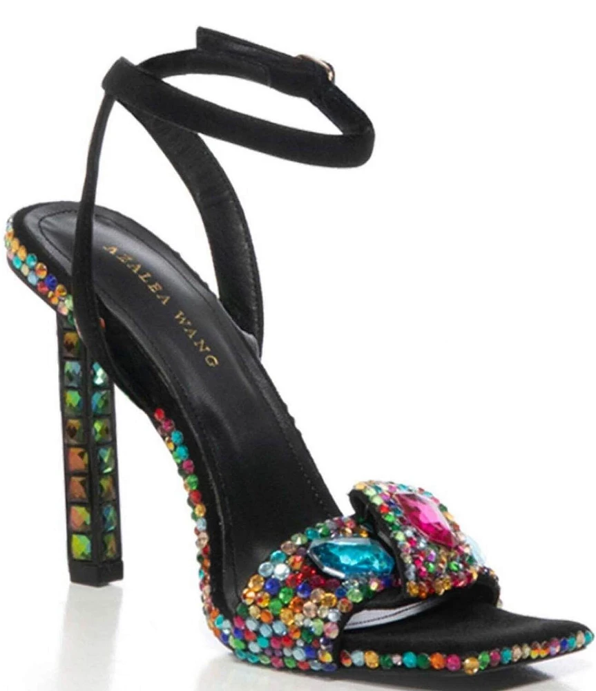 Azalea Wang Discoball Multi-Color Rhinestone Dress Sandals