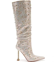 Azalea Wang Doughty Crystal Rhinestone Studded Boots