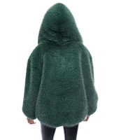 Azalea Wang Emerald Statement Faux Fur Collared Filled Jacket