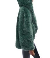 Azalea Wang Emerald Statement Faux Fur Collared Filled Jacket