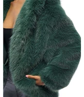 Azalea Wang Emerald Statement Faux Fur Collared Filled Jacket