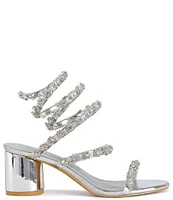 Azalea Wang Emiliano Rhinestone Ankle Wrap Strappy Dress Sandals