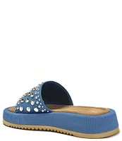 Azalea Wang Espinosa Denim Studded Platform Slide Sandals