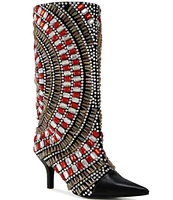 Azalea Wang Farley Beaded Sunburst Mid Boots