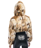 Azalea Wang Fennec-Faux Fur Animal Collared Cropped Jacket