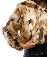 Azalea Wang Fennec-Faux Fur Animal Collared Cropped Jacket