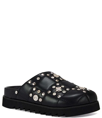 Azalea Wang Fischer Quilted Studded Lugged Platform Mules