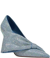 Azalea Wang Geovanni Denim Rhinestone Bow Dress Pumps