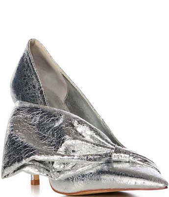 Azalea Wang Geovanni Metallic Oversized Bow Pumps