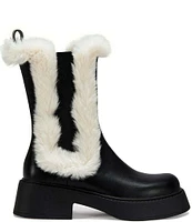 Azalea Wang Heartthrob Faux Fur Trim Chelsea Mid Boots