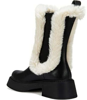 Azalea Wang Heartthrob Faux Fur Trim Chelsea Mid Boots