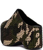 Azalea Wang Hydra Camo Print Rhinestone Studded Platform Clogs