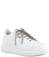 Azalea Wang Janan Crystal Rhinestone Lace-Up Sneakers