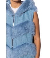 Azalea Wang Jemi Sleeveless Faux Fur Collared Long Vest