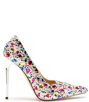 Azalea Wang Juarez Metallic Rainbow Rhinestone Pointed Toe Pumps