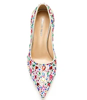 Azalea Wang Juarez Metallic Rainbow Rhinestone Pointed Toe Pumps